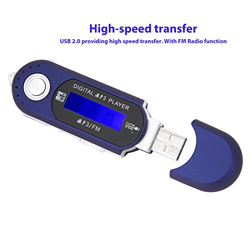 USB Mp3 Digital Music Player, USB Stick Mp3 Player,Music Player Supports AAA Battery, USB Player with LCD Screen FM Radio Voice,Support Memory Card,for Kids (Blue) - Thumbnail 3
