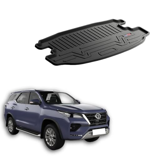 Image of 3D TPE Car Boot Mat for Fortuner (2016 Onwards) Custom Fit, Heavy Duty & Anti-Slip Boot Mat | All Weather Resistant, Waterproof & Dustproof Trunk Liner, Car Dicky Mat for Fortuner