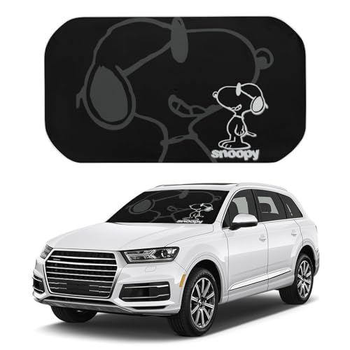 スヌーピー (1) 車用 サンシェード 傘型 折り畳み式 フロントガラス用 車用パラソル 日よけ 遮光 強力断熱 日焼け対策 車内用品 UVカット 暑さ対策 紫外線反射 車中泊 仮眠 プライバシー保護 盗難防止 取付け簡単 収納ポーチ付き 車保護133x7