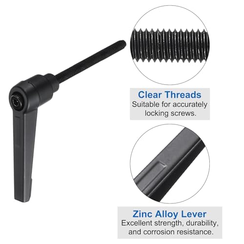 Image of uxcell 4pcs Clamping Lever Adjustable Handle Set Metric M5 x 50mm Male & M5 Female Thread Level Handles Hand Stud Knobs Quick Release Black for Lathe Machinery