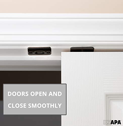 Ilyapa Closet Door Ball Catch Hardware, 4 Pack - Oil Rubbed Bronze Drive-In Ball Catch With Strike Plate #TOP3