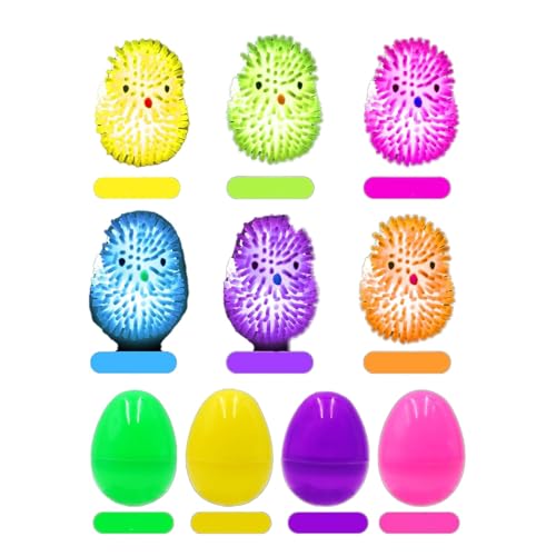 Image of Easter Eggs,Easter Chicks,12 Pcs Easters LED Light Up Puffer Chick Toys With Colorful Eggs,Easters Basket Stuffers,EasterEgg Hunt Fillers,Reusable Sensory Stress Toys For Adults