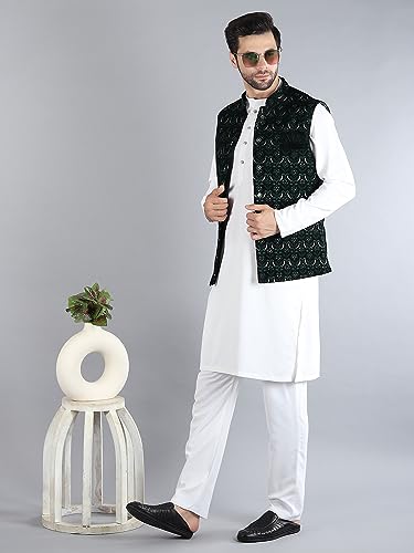 Image of Uri and MacKenzie Men's Silk Blend Kurta Pajama with Designer Ethnic Nehru Jacket /Modi Jacket