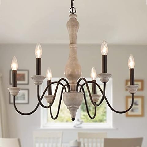 MEIXISUE French Country Chandelier,Farmhouse Vintage Antique Chandelier Pendant Light Fixtures for Kitchen Island Dining Room Living Room Foyer Entryway Office UL Listed Cover