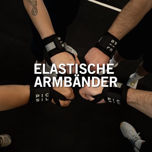 PICSIL Elastische Handgelenkbandagen mit Daumenschlaufe – Handgelenkstütze für Cross Training, Fitnessstudio und Gewichtheben (Einheitsgröße, Rot)