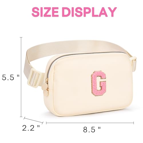 Image of Initial Fanny Pack for Girls, Birthday Gifts for 4 5 6 7 8 9 10 11 12 13 Teen Girl - Cute Personalized Trend Stuff - Cream G