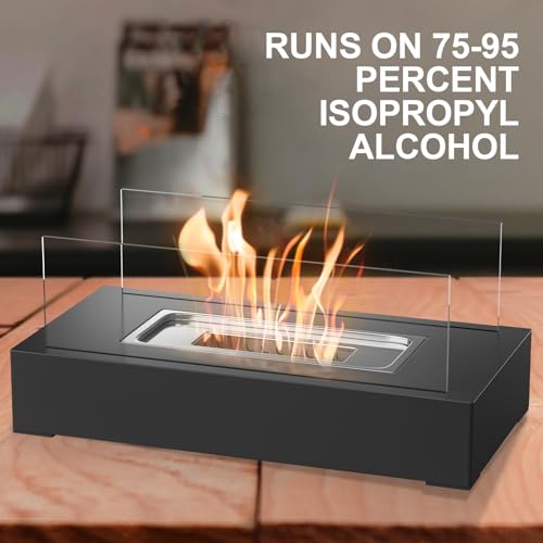 Tabletop Fire Pit,Indoor & Outdoor Table Top Firepit Ethanol Tabletop Fireplace Bowl for Patio Backyard Livingroom Family Dinner Party Father\'s Day Tabletop Decorations(Metal Black)