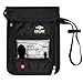 Zegur Travel Neck Pouch ID Wallet, Boarding Passport Holder with RFID Blocking Technology, Breathable Mesh Backing for Women & Men (Black)