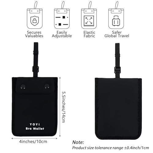 Image of YOYI YOYI RFID Blocking Bra Wallet,Travel Pouch,Secret Pocket - Credit Cards & Money & Valuables with Adjustable,Elastic Strap Suitable for All Bra Sizes Large