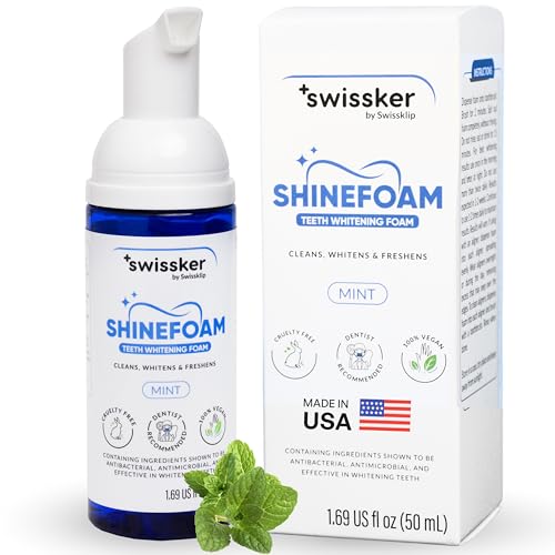 Swissklip Teeth Whitening Foam | Mint Flavor Whitening Toothpaste | Teeth Whitener I Professional Teeth Whitening Kit | 100% Vegan - Made in USA - 1.69 oz - Pack 1