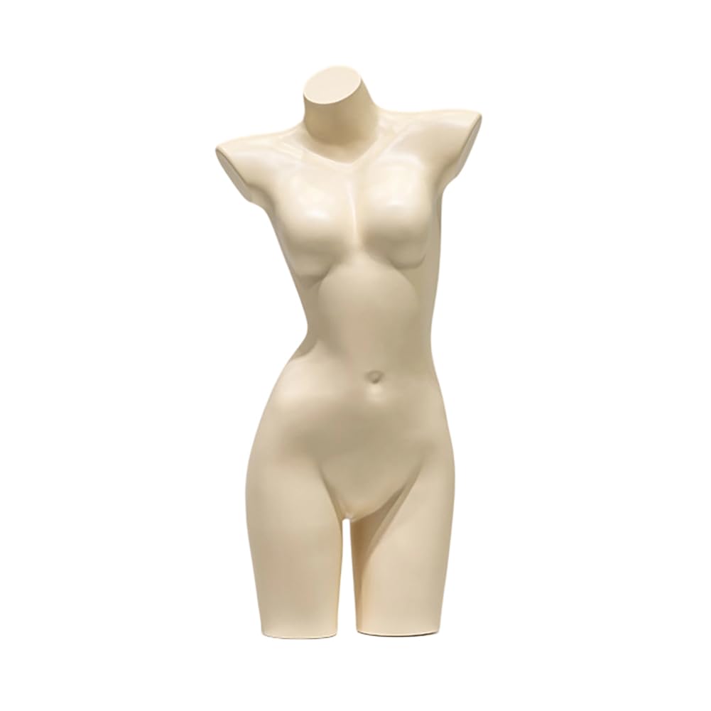 PA-DABAOO Male Female Mannequin Torso for Retail Store,Clothes Display Mannequin with Metal Stand,Clothing Store Window Display Rack, Form Mannequins To Display Underwear,C Beige