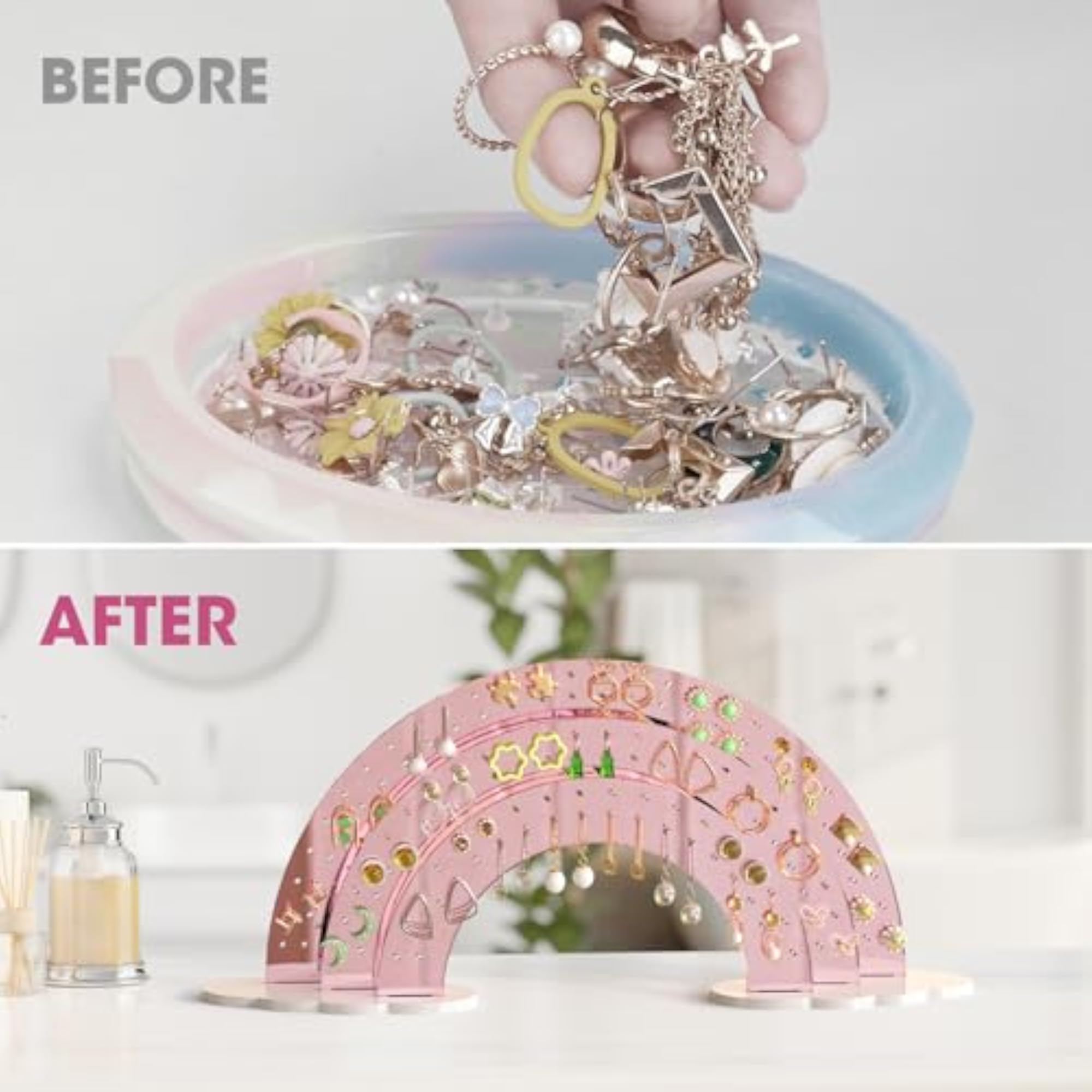 3-Tier Acrylic Earring Organizer (Rose Gold Finish)
