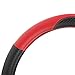 Motor Trend Red Synthetic Leather Steering Wheel Cover-Cross Diamond Stitching-Two Tone Sport Grip, Red Accent/Black