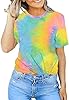SUWATOIN Tie Dye T Shirt for Women Summer Crew Neck Short Sleeve Shirts Casual Loose Fit Tops #1