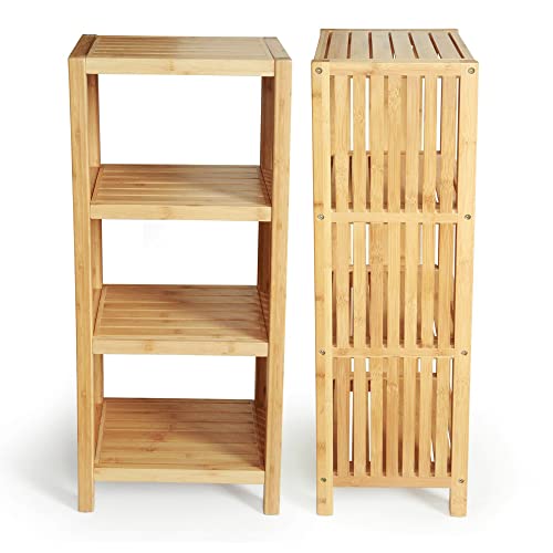 Toilettree Products Deluxe Bamboo Freestanding Bathroom Organizing Shelf, 4-Tier Shelf #TOP3
