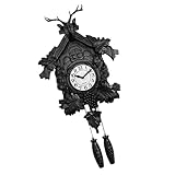GKYQVE Reloj retro europeo de cabeza de ciervo con campanillas cada hora entre las 6 am y las 9 pm y movimiento silencioso, cabeza de ciervo europea, con campanillas cada hora y movimiento silencioso