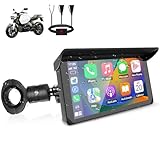 VSYSTO Motorrad Carplay, drahtlose Carplay und Android Auto wasserdicht tragbarer 5 Zoll HD Motorrad Touchscreen, Unterstützung GPS-Navigation, Anrufe und Musik abspielen, Dual USB-Anschluss-Netzkabel