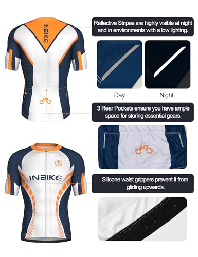 INBIKE Maillot con Mangas Cortas Ciclismo Hombre + Cullotes Cortos Conjuntos de Ciclismo para Hombre Deportes al Aire Libre - imagen 3