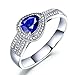 Daesar Herren Verlobung Ringe 750 Weißgold, Tropfen Saphir Bandring Trauring Weißgold Hochzeitsring mit Diamant Größe 68 (21.6)