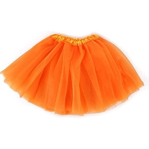 A Liittle Tree- New Kids Girls Tutu Skirts Dress Up Fancy Dress Party Hen Party (Orange) Cover