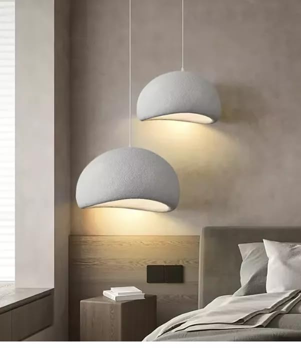 Image of Modern Dome Pendant Light, White Semi-Sphere White Resin Hanging Lamp, Home Deco Living Room Ceiling Light Fixture, 30cm (Mini-Dome)