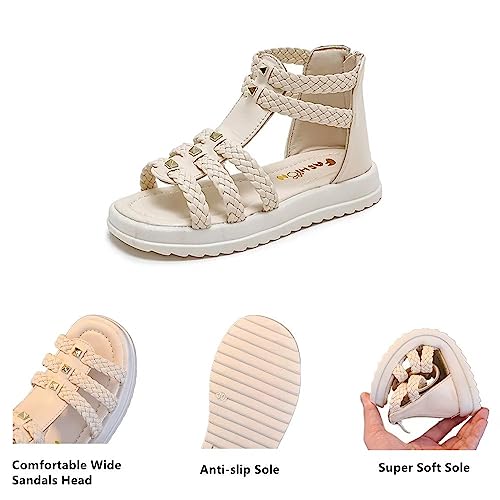 Girls Sandals Fashion Summer Strappy Flats Gladiator Sandals Shoes with Heel Zipper For Toddler/Little Kid/Big Kid3