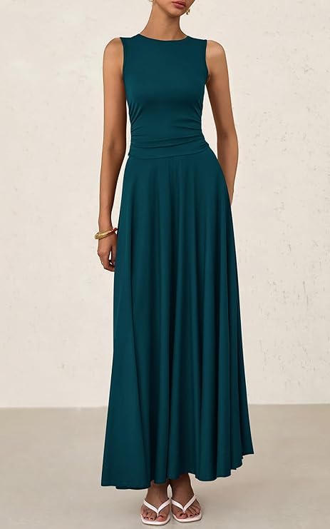 Image of PRETTYGARDEN Womens Summer Dresses 2026 Casual Sleeveless Crewneck Aline Maxi Dress Stretch Tank Flowy Long Dresses