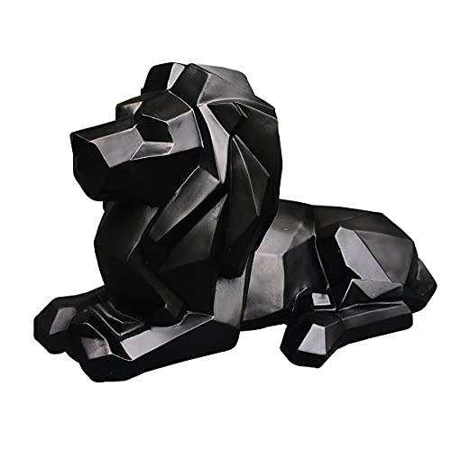 Semeid Geometric Lion Statue Animal Sculpture,Modern Art 13.9”Geometric Lion Statue,Lion Sculpture For Home,Office Decor (Black) #TOP12