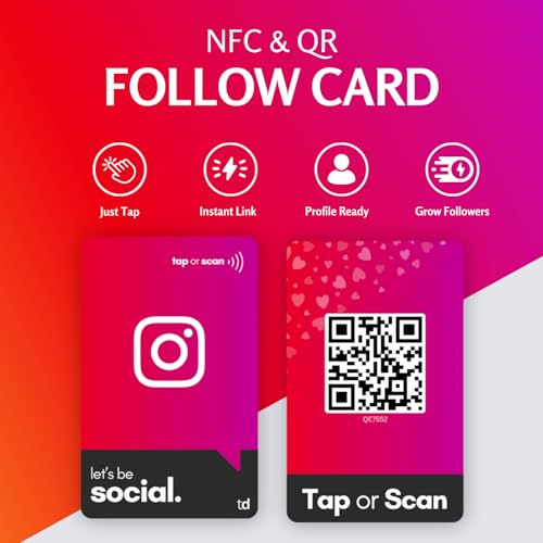 Image of NFC & QR Smart Social Follow Tap Card, Durable PVC, UV Printed - Connect on Instagram with One Tap, Contactless Link Sharing