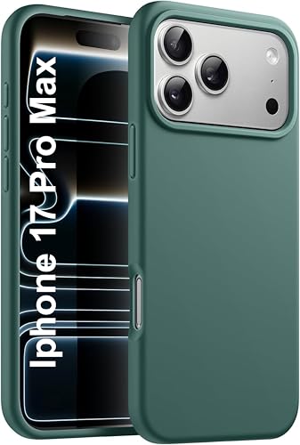 Image of Silicone Case for iPhone 17 Pro Max 6.9-Inch, Silky-Soft Touch Full-Body Protective Phone Case, Shockproof Back Cover for iPhone 17 Pro Max (Pine Green)