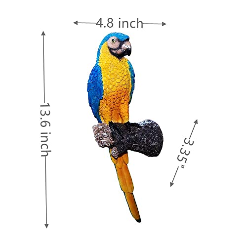 Handsider Tree Hugger Parrots Garden Statue Art Decoration For Yard Tree Ornaments (Blue/Yellow) #TOP1