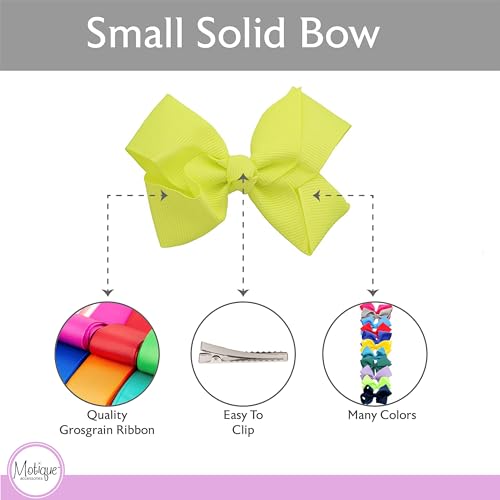 Image of Small Solid Bow for Girls - Set of 12 (Neon Yellow)