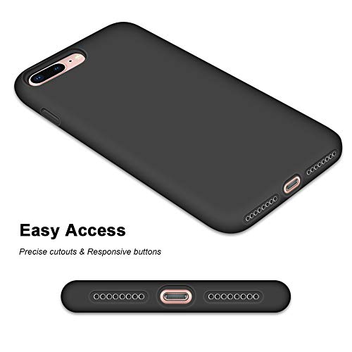 Anuck Iphone 8 Plus Case, Iphone 7 Plus Case, Soft Silicone Gel Rubber Bumper Case Microfiber Lining Hard Shell Shockproof Full-Body Protective Case Cover For Iphone 7 Plus /8 Plus 5.5" - T Black #TOP4