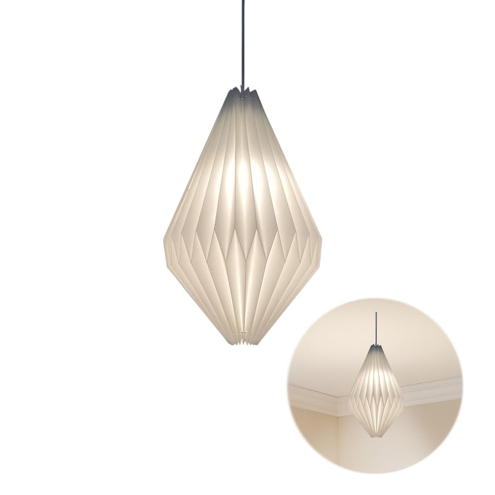Origami Design Papier Lampenschirm - Folding Pendelleuchte Kunst Dekor,Nordische Reispapier Lampenschirm Deko Papier Laterne Deckenlampen Shade,für Wohnzimmer,Schlafzimmer,Esszimmer-E