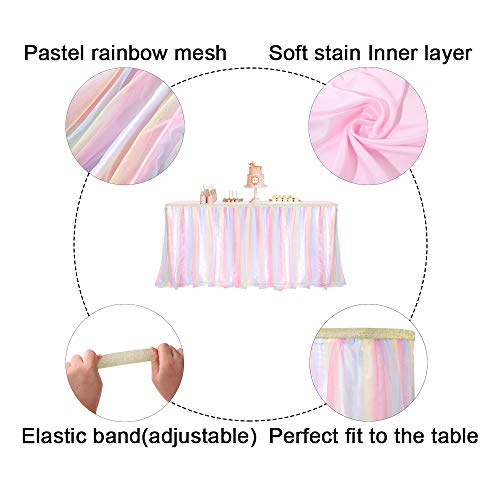 Morpho Helena 6Ft Pastel Tulle Table Skirt For Rectangle Or Round Tables Pink Tutu Table Skirts Tablecloth For Princess Baby Shower Girl Birthday Party Cake Dessert Table Decorations #TOP3