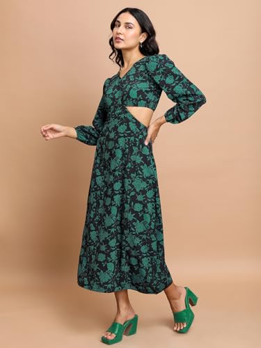 Image of Tokyo Talkies Women's Long Sleeves V-Neck Printed Dresses | Stylish Dresses | Casual Dresses