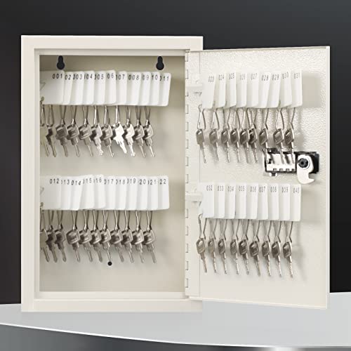 Dalmbox Key Cabinet With Combination Lock, Key Storage Box Wall Mount, Steel Security Locking Key Lock Box With Code, 40 Key Hooks And Key Tag Labels, 8.66 X 3.54 X 12.8 Inch, White #TOP7