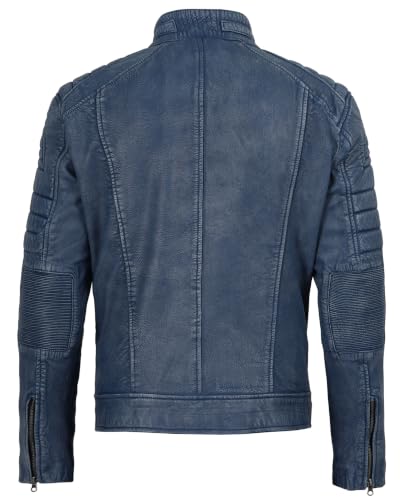 Image of fjackets Leather Jacket Men Real Lambskin - Cafe Racer Moto Style, Stand Collar Zip Up Jacket