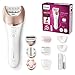 Price comparison product image Philips Satinelle Prestige Wet and Dry Cordless Epilator for Face and Body with 9 Attachments - BRE651/00