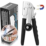 Hand Crank Can Opener,Commercial Can Opener Manual Heavy Duty with Comfortable Extra-Long Handles,for Seniors and Kitchen, Large Handheld Can Open Easy for Big Cans (Black)