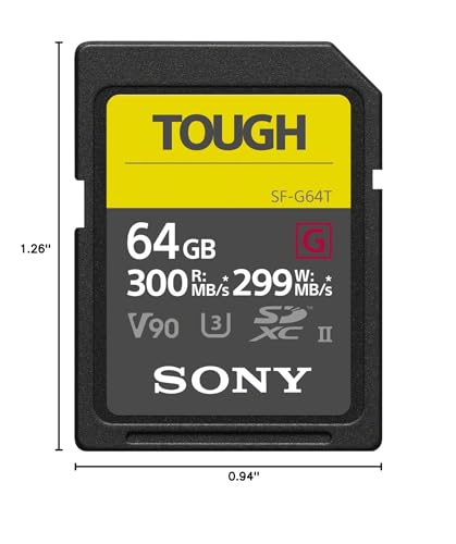 Image of Sony TOUGH-G series SDXC UHS-II Card 64GB, V90, CL10, U3, Max R300MB /S, W299MB /S (SF-G64T /T1), Black | Bend-Proof, Waterproof, Drop-Proof to 5m