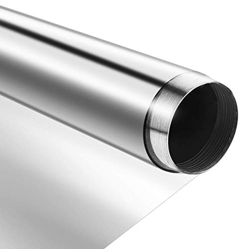 LOOBANI Window Film Sun Blocking, Privacy One Way Mirror Glass Anti UV Static Cling Heat Control Window Tint for Home and Office (Silver 35.4 inch x 6.5 feet 2 Sheet)