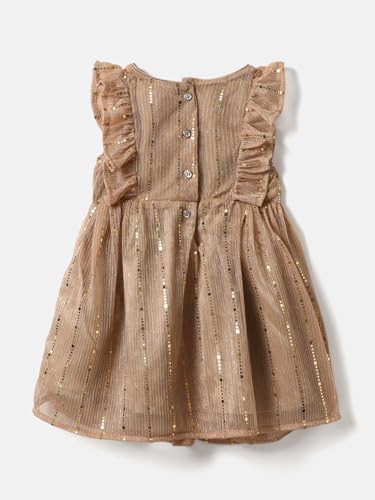 Image of Nautinati Baby Girls Fit & Flare Colourful Party Frock with Mesh & Sequins | Age 0-3 Years