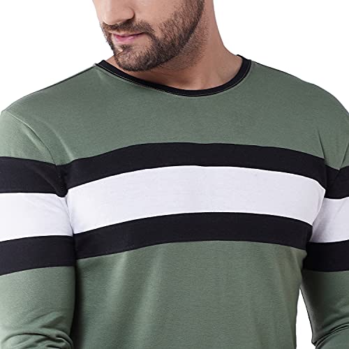 Image of GRITSTONES Men's Cotton Full Sleeve T Shirt | Casual Wear T-Shirts for Mens | Regular Fit Stylish T-Shirt for MensGSFS2509BLKNEOWHT