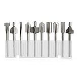 Mesee HSS Router Bits, 1/8 Inch(3mm) Shank Titanium Carbide Engraving Milling Cutter Bit Set Rotary Tools Accessories for DIY Woodworking Carving Trimming Drilling, Set of 10 Pieces