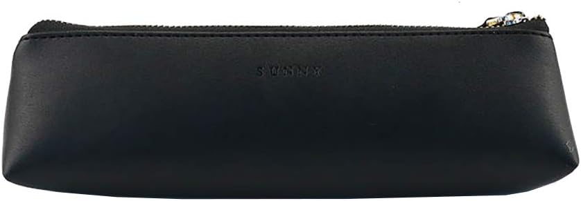 Doraking Pencil Bag Pen Case Cosmetic Makeup Bag Pen Pencil Stationery Pouch Bag Case/PU Leather Small Pencil Pouch Students Stationery Pouch Zipper Bag for Pens, Pencils, Markers Black