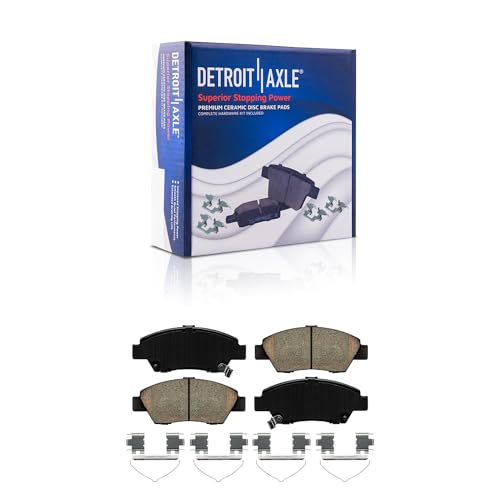 Image of Detroit Axle - Front Brake Kit for 2011-2015 Honda CR-Z Drilled & Slotted Brake Rotors Ceramic Brakes Pads w /Hardware 2012 2013 2014 CRZ Replacement