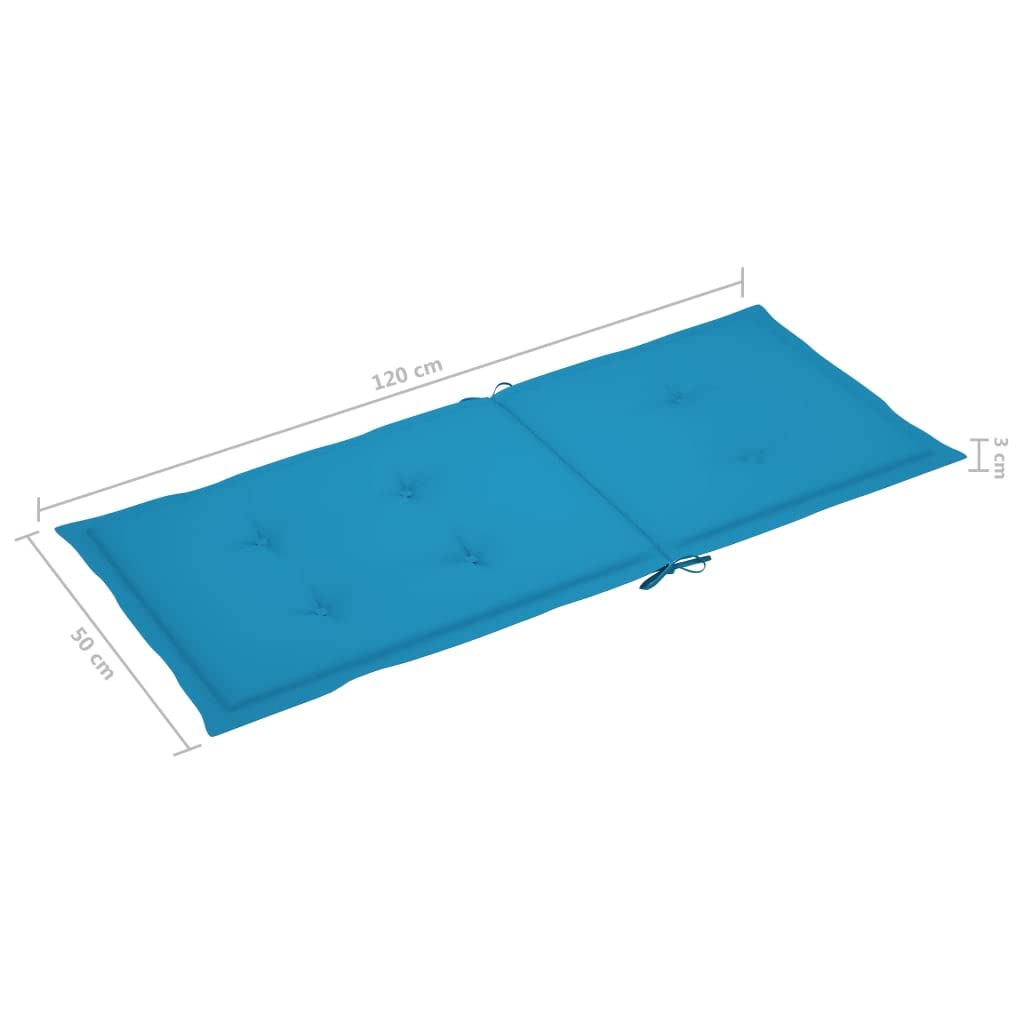 Cuscini per sedia da giardino, 2 pezzi, per sedie a sdraio con schienale alto, design universale, per interni ed esterni, balcone, terrazza, con 2 laccetti, blu, 120 x 50 x 3 cm