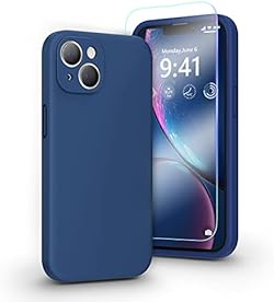 pcgaga Kompatibel mit iPhone 14 Plus Hülle, Flüssig Silikon Handyhülle mit Kameraschutz und Schutzfolie, Mikro