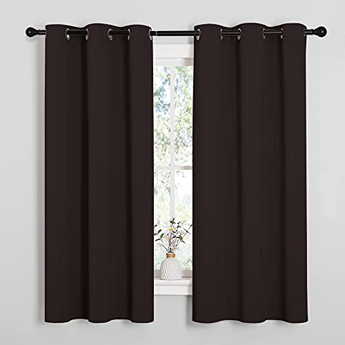 Image of NICETOWN Triple Weave Microfiber Energy Saving Thermal Insulated Solid Grommet Blackout Curtains for Bedroom (2 Panels, 42 inches by 63 Inch, Toffee Brown)